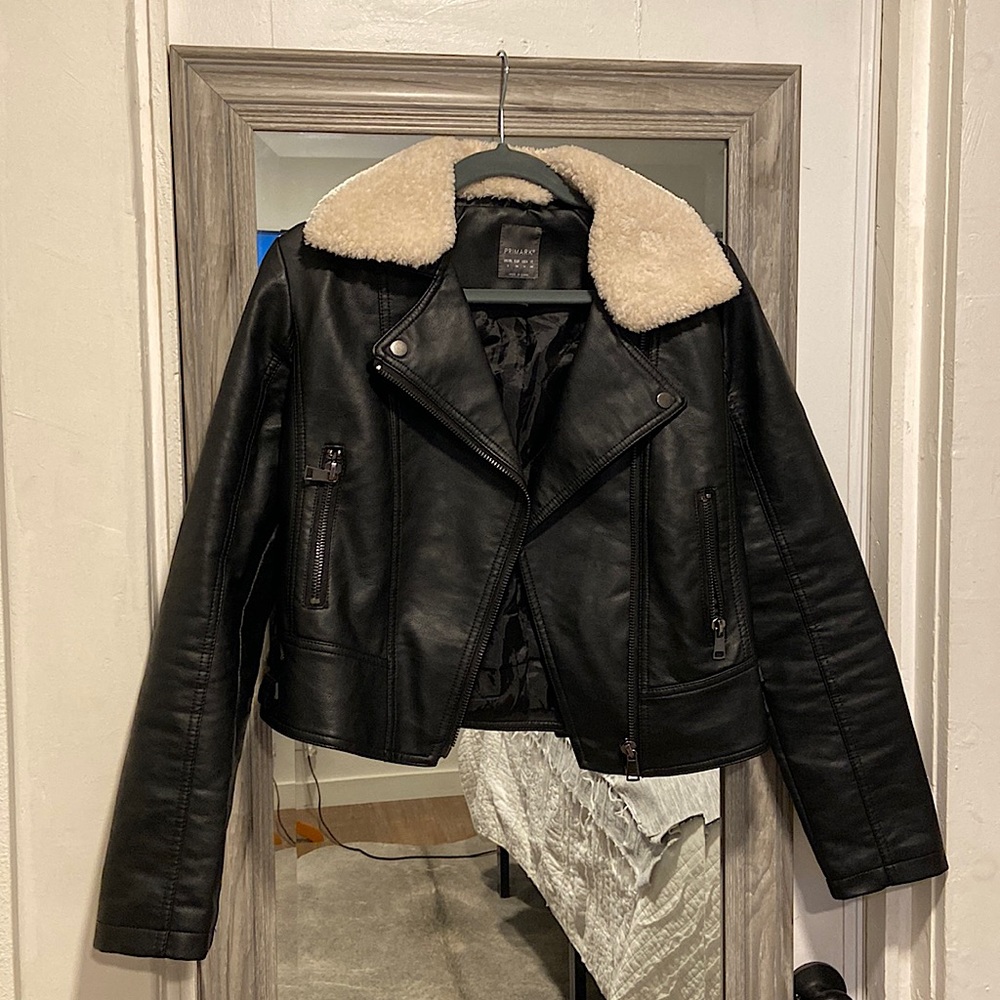 Faux fir pleather jacket size 4